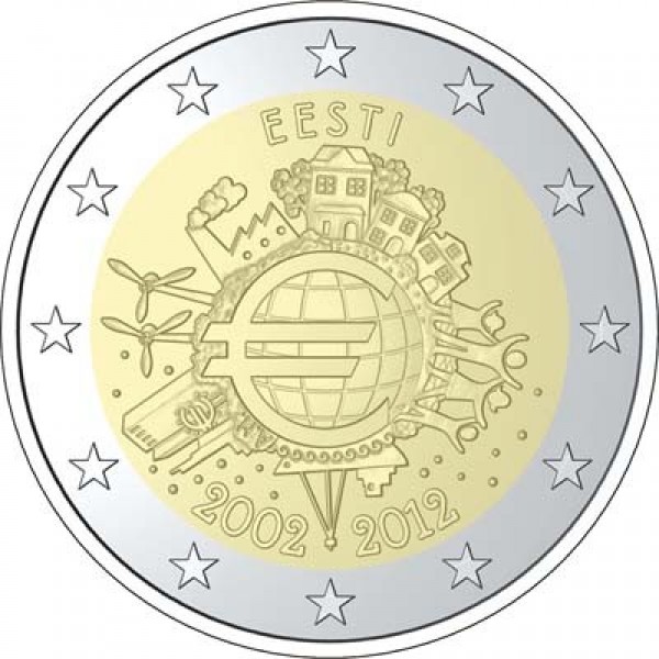 2 € Estland 2012 10 Jahre € Bargeld