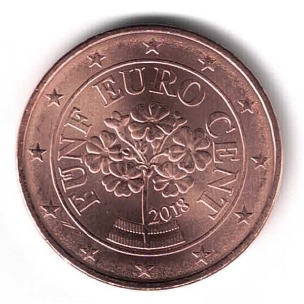 bolvormig geest Helemaal droog Austria 5 Cent 2018 | Eurocoinhouse
