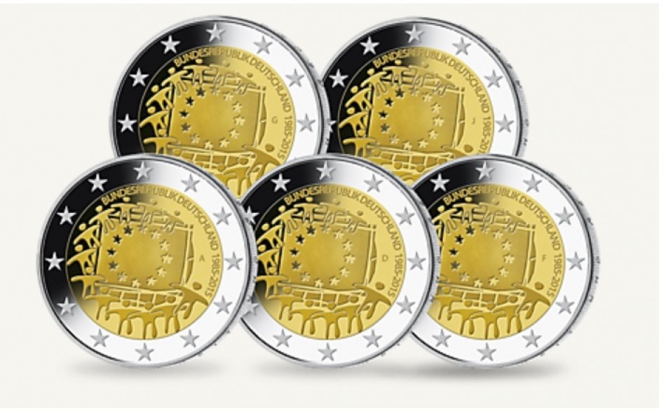 2015 Germany 2 Euro UNC Coin EU Flag 30 Years Munich Mint Mark - D 