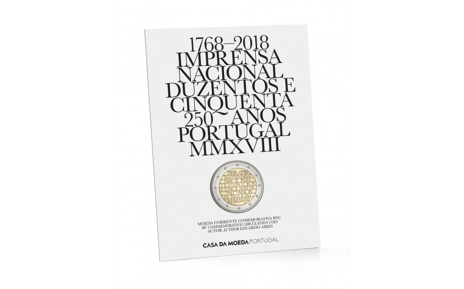 Portugal 2 Euro 2018 250th Anniversary National Printing Office
